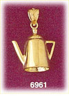 14K Gold 3D Kettle Charm