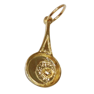 14K Gold Enamel Egg 3D Pan Charm