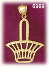 14K Gold Open Weave Basket Charm