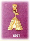 14K Gold Tent W/Flag Charm