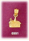 14K Gold Church House Charm