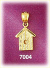 14K Gold Wood Grain Bird House Charm
