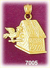 14K Gold Decorative Bird House Charm