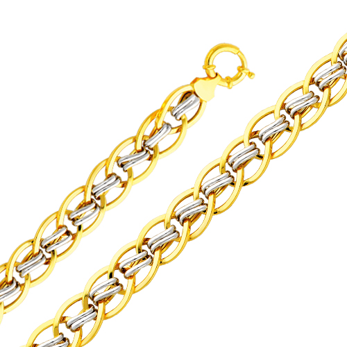 14k Two Tone Gold Fancy Light Hollow Link Bracelet