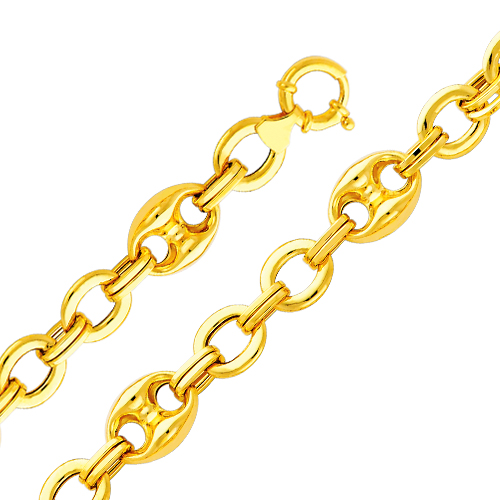 14K Gold Mariner Anchor & Chain Link Womens Bracelet