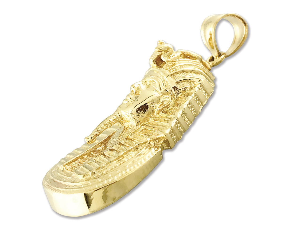14K Gold Egyptian Pharaoh King Tut Charm Pendant