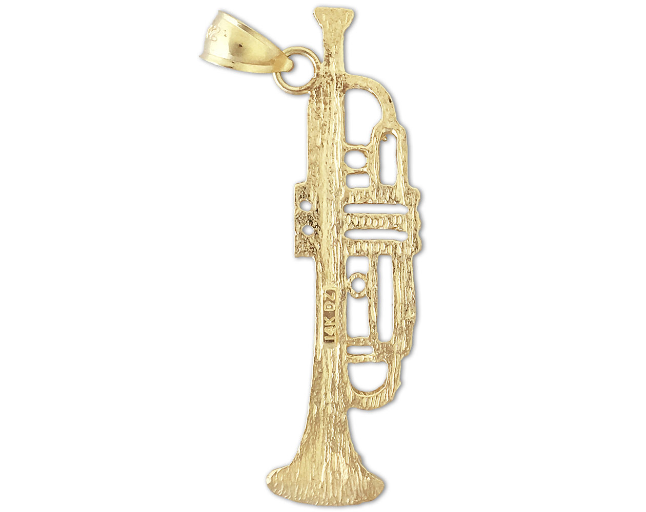 14K Gold Trumpet Charm Pendant