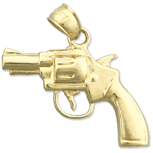 14K Gold Revolver Gun Charm Pendant 14k gold revolver gun charm pendant