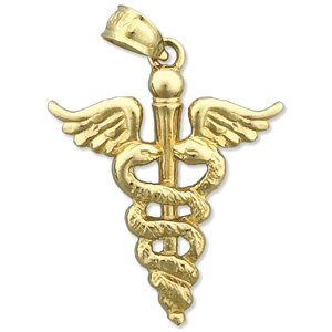14K Gold Caduceus Charm Pendant 14k gold caduceus charm pendant
