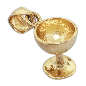 14K Gold 3D Wine Glass Charm 14k gold 3d wine glass charm