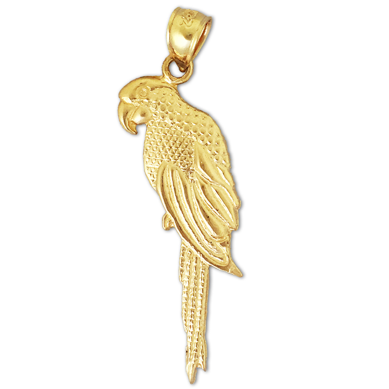 14K Gold Parrot Charm Pendant