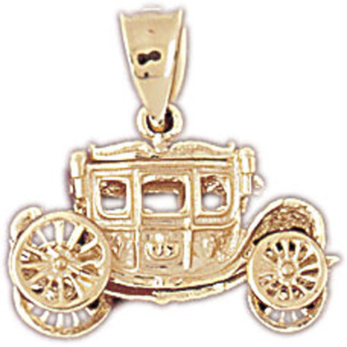 14K Gold 3D Royal Coach Charm