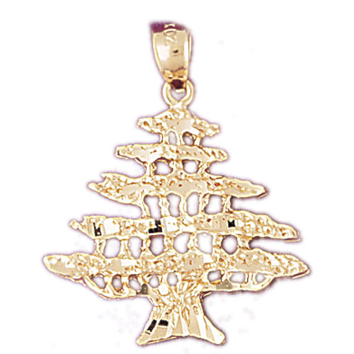 14K Gold Cedar Tree of Lebanon Pendant