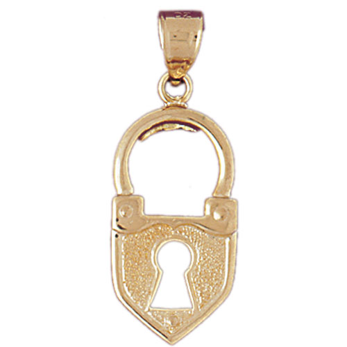 14K Gold Antique Lock Pendant
