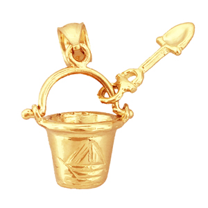 14Kt Gold 3D Beach Pail and Shovel Charm 14kt gold 3d beach pail and shovel charm