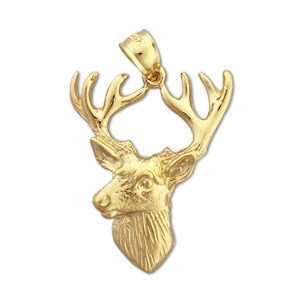 14Kt Gold Deer Head with Antlers Charm Pendant 14kt gold deer head with antlers charm pendant