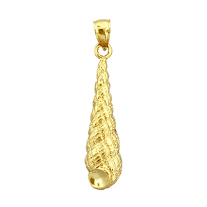14K Gold Marine Gastropod Auger Mollusk Shell Pendant 14k gold marine gastropod auger mollusk shell pendant