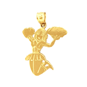 14K Gold Cheerleader Charm Pendant 14k gold cheerleader charm pendant