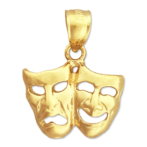 14K Gold 15MM Tragedy Comedy Drama Masks Charm 14k gold 15mm tragedy comedy drama masks charm