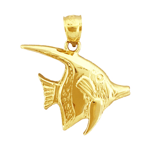 14K Gold Aquatic Angelfish Pendant 14k gold aquatic angelfish pendant