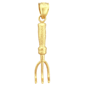 14K Gold 3D Garden Hand Fork Charm 14k gold 3d garden hand fork charm