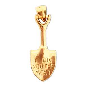 14K Gold 3D Garden Hand Shovel I Dig You The Most Charm 14k gold 3d garden hand shovel i dig you the most charm