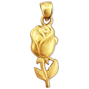 14K Gold Rose Bud Flower Charm 14k gold rose bud flower charm