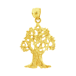 14K Gold Oak Tree Charm Pendant 14k gold oak tree charm pendant