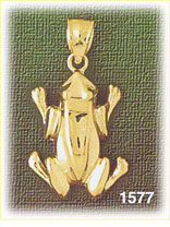 14K Gold Polished Resting Frog Charm