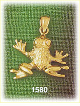 14K Gold Jumping Frog Charm