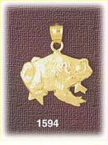 14K Gold Sitting Frog Charm