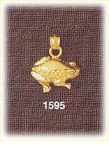 14K Gold Frog Profile Charm