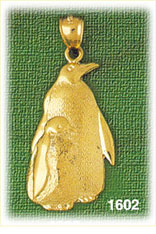 14K Gold Penguin & Baby Charm