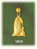 14K Gold Penguin Kissing Baby Charm