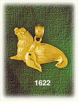14K Gold Furred Seal Charm