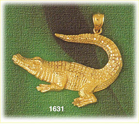 14K Gold Scaly Alligator Charm