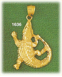 14K Gold Creeping Crocodile Charm