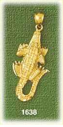 14K Gold Resting Alligator Charm