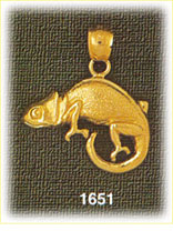 14K Gold Chameleon Lizard Charm