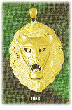 14K Gold Diamond Cut Lion Head Charm