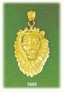 14K Gold Burnished Lion Head Charm