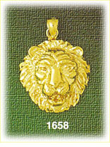 14K Gold Ferocious Lion Head Charm