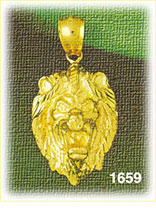 14K Gold Growling Lion Head Charm