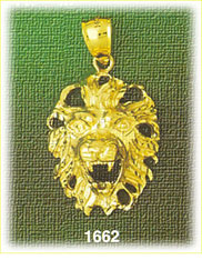 14K Gold Snarling Lion Head Pendant