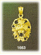 14K Gold Snarling Lion Head Charm