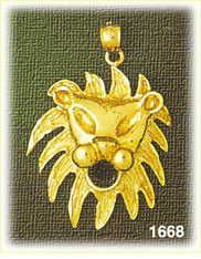 14K Gold Caricature Lion Head Charm