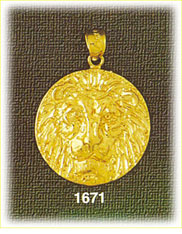 14K Gold Lion Head Medallion Charm