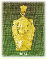 14K Gold Lion Head w/Paw Charm