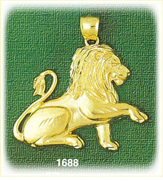 14K Gold Fierce Lion Charm