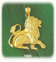 14K Gold Feral Lion Charm